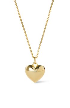 Ana Luisa Gold Heart Necklace - Lev | Nordstrom Love Pendant Necklace, Small Gold Heart Necklace, 11 11 Necklace, Necklace Stacking Gold, Golden Heart Necklace, Gold Heart Jewelry, Necklace Stacks, Short Gold Necklace, Puffy Heart Necklace