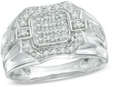 a white gold ring with diamonds on it