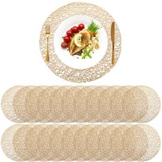 PRICES MAY VARY. What You Receive: the package includes 48 pieces of gold round placemats, and the sufficient quantity can meet your home dinner table decoration needs or you can share with your friends and family members Proper Decor Size: these metallic gold placemats measure approx. 15 inches/ 38 cm in diameter, and the suitable size is nice for most home dining table daily use and can match well with your table settings Reliable Quality: these metallic round placemats are made of quality vin Gold Placemats, Silver Chargers, Home Dining Table, Vinyl Placemats, Elegant Candle Holders, Winter Holiday Party, Round Placemats, Christmas Dinner Table, Dinner Table Decor