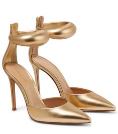 Gianvito Rossi Heels, Gold Pumps, Spool Heel, Heel Caps, Ankle Strap Pumps, Gold Heels, Stiletto Pumps, Fashion High Heels, Designer Heels