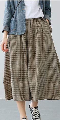 Casual Cotton Linen loose fitting Women's Skirts Baggy Cotton Skirt For Fall, Casual Non-stretch Skirt With Elastic Waistband, Baggy Cotton Knee-length Skirt, Baggy Knee-length Cotton Skirt, Casual Baggy Midi Skirt, Spring Baggy Gathered Skirt, Bohemian Knee-length Bottoms With Pockets, Baggy Cotton Maxi Skirt For Fall, Baggy Cotton Maxi Skirt Casual