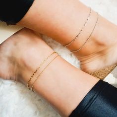 Layering options are endless, but we’ve combined our most-loved pieces that are perfect for stacking or wearing as separates! With essentials like chokers, necklaces, bracelets, and anklets, we’ve done the work for you and curated looks that are perfect from day to night. Whether you’re giving one as a gift or treating yourself, these are sets you’ll want to layer on and wear daily! PRODUCT DETAILS Anklet 1: Adjustable Ferrara Diamond-Cut Bead Anklet (Gold) Anklet 2: Adjustable Graffetta Papercl Adjustable Anklet For Everyday Wear, Anklet Silver, Bead Anklet, Anklet Gold, Anklet Set, Silver Anklet, Gold Anklet, Silver Anklets, Beaded Anklets