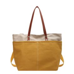 Feature: Item Type: Shoulder Bag Gender: Women Style: Casual, Commuter Main Material: Canvas Lining Material: Canvas Closure Type: Zipper Pattern Type: Spliced Popular Elements: Spliced Applicable Occasions: Party, Engagement Anniversary, Vacation Number of Handles/Straps: Two Shopping Shoulder Bag With Removable Pouch, Beige Bucket Canvas Bag For School, Trendy Yellow Satchel Canvas Bag, Trendy Yellow Canvas Bag With Adjustable Strap, Yellow Canvas Bag With Pockets, Trendy Yellow Canvas Shoulder Bag, Canvas Bucket Bag With Pockets For Shopping, Canvas Bucket Bag With Large Capacity For School, Casual Yellow Canvas Bag With Adjustable Strap