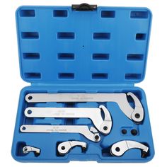 an open tool kit in a blue case