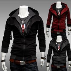 Wiaofellas Man zipper hooded fleece 4 colors SIZE M-4XL casual hooded hoodies streetwear tops Assassins Creed Hoodie, Hooded Cardigan Sweater, Clothes Men, Streetwear Tops, Style Hoodie, Assassins Creed, Sleeveless Sweater, Casual Jacket, Hoodie Jacket