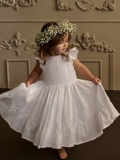 Christening Dress for Baby Girl, Boho Baptism Dress, White Linen Flower Girl Dress in Boho - Etsy Flower Girl Linen, Fitted Princess Dress With Ruffles, Summer Princess Dress With Ruffles For Garden Party, Summer Garden Party Princess Dress With Ruffles, Elegant Summer First Communion Dress, Ruffled Princess Dress For Garden Party, White Ruffled Princess Dress For Garden Party, Elegant Ruffled Princess Dress For Garden Party, Elegant Princess Dress With Ruffles For Garden Party