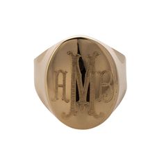 Personalized 14K Gold Oval Signet Ring Oval Signet Ring, Monogram Machine, Family Ring, Family Rings, Circle Monogram, Gold Engraving, Jewel Box, Hand Engraving, Signet Ring