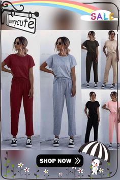 Summer Track Suit Ladies Tracksuits Plus Size Two Piece Set Sweat Suits Women Two Piece Outfits Short Sleeve Top and Pants Solid Color Stretch Sets For Workwear, Stretch Solid Color Sets For Workwear, Stretch Solid Color Workwear Sets, Casual Stretch Plain Sets, Casual Plain Stretch Sets, Casual Two-piece Loungewear Set, Casual Two-piece Set For Loungewear, Casual Stretch Sets With Pockets, Casual Two-piece Pant Set For Work