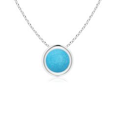 Stylish and minimal, this solitaire pendant enchants with its simple elegance. The round turquoise is secured in a 14k white gold bezel setting and exudes a vivid hue that draws the eye. Solitaire Pendant, Simple Elegance, Silver Turquoise, The Eye, Bezel Setting, Silver Necklace, White Gold, Turquoise, Pendant Necklace