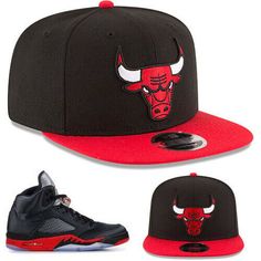 gwbks                                                                            This Listing is for a brand new with tags Authentic New Era NBA Chicago Bulls 2 Tone Snapback Hat Match Air Jordan 5 Black Red Brand New, Original Tag Attached  Material: 100 % Polyester  High Profile, Match Air Jordan 5 Black Red Cap   Grey Colorway Underneath Brim of Hat  Has a thick , Durable Panel Material  NBA Authenticity Sticker Under the Brim  100% Authentic Merchandise,Factory Direct   Classic New Era NBA S Jordan Hats, Dope Hats, Hat Aesthetic, Nba Chicago Bulls, All Nike Shoes, Gucci Hat, Red Cap, Air Jordan 5, New Era Cap