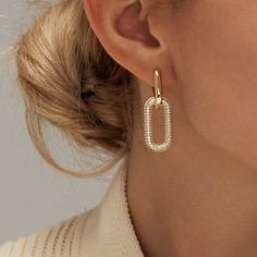 Gold Plated Stainless Steel,, Hypoallergenic, New In Sealed Package Ušný Piercing, Double Hoop Earrings, Dangle Hoop Earrings, Earring Trends, Link Earrings, Classy Jewelry, Ear Jewelry, Schmuck Design, Charm Earrings