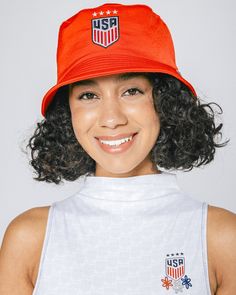 USA Bucket Hat - By Samii Ryan Sporty Snapback Hat, Sporty Baseball Cap With Short Brim, Adjustable Hats For Sports Events, Sporty Bucket Hat One Size, Sporty Bucket Hat, One Size Fits Most Bucket Hat For Sports, Sports Bucket Hat, One Size Fits Most, Curved Brim Bucket Hat, Mr Men