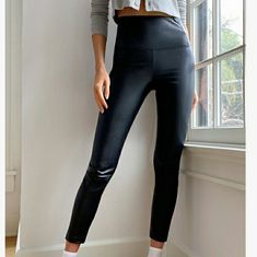 Wilfred Free Daria Cropped Pants Vegan Leather Leggings New With Tags Size: Medium -Content: 100% Polyurethane; Back: 100% Nylon -Care: Machine Wash -Imported -Rise: High -Fit: Skinny -Length: Ankle -A Size M Will Fit Someone Who Typically Wears A 8 In Other Aritzia Clothing. -Depending On Body Shape And Fit Preference, A M May Also Fit Someone Who Wears A 6 Or 10. Trendy High-cut Leg Pants With High Stretch, Trendy High Stretch Pants With High-cut Leg, Sleek High Rise High Stretch Bottoms, Trendy High-cut Leg Tight Pants, Trendy Tight Pants With High-cut Leg, Sleek High Waist Leggings, Sleek High Rise High Stretch Pants, Sleek High Stretch High Rise Pants, High-waist High-stretch Bottoms For Fall