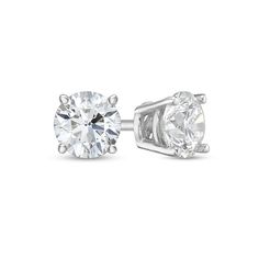 Celebrate any occasion with these shimmering diamond stud earrings. Fashioned in 14K white gold, each earring showcases a sparkling 1/5 ct. diamond solitaire. Dazzling with 3/8 ct. t.w. of diamonds and a bright polished shine, these post earrings secure comfortably with push/screw backs. Timeless Solitaire Cubic Zirconia Diamond Earrings, White Single Diamond Lab Grown Earrings, White Gold Single Diamond Earrings, Lab-grown, White Gold Single Diamond Earrings With Lab-grown Diamond, White Gold Single Diamond Lab Grown Earrings, White Gold Prong Setting Earrings With Lab Grown Diamonds, White Gold Platinum Diamond Earrings With Single Diamond, White Gold Earrings With Prong Set Lab Grown Diamonds, White Gold Single Diamond Earrings