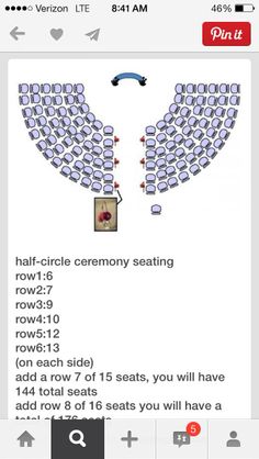 an iphone screen showing the instructions for how to set up a circular seating arrangement in front of