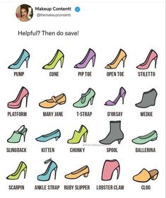 the different types of shoes that are in each shoe size and color, which one do you