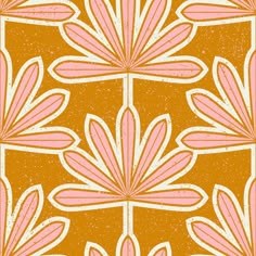 an orange and pink flower pattern with white outlines on the bottom half of it