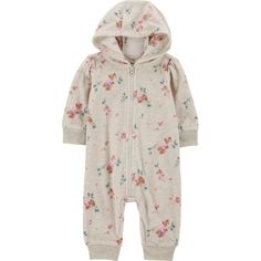 Keep baby cozy during the winter chill in this 1-piece jumpsuit for baby girls from Carters Child of Mine. This adorable, hooded jumpsuit features a full zip so its easy to take on and off when youve got plenty of places to go! Pull this baby girls coverall on over his cute little outfits to keep her warm from the breezes without downplaying her style! Pssst, this snug jumpsuit makes the perfect gift baby shower gift for winter babies. This one-piece infant coverall is made with the same trusted quality as Carter's and Standard 100 by OEKO-TEX so it's certified clean for your little one. Size: 18 Months.  Color: Beige.  Gender: female. Winter Babies, Hooded Jumpsuit, Baby Girl Shorts, Little Outfits, Baby Winter, Girls Rompers, Outfit Set, Her Style