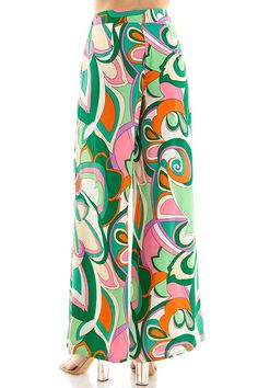 Pucci print, multi color, wide leg, loose fit pant. 100% Polyester Pucci Print, Printed Wide Leg Pants, Pants Large, Wide Leg Pant, Workout Pants, Leg Pants, Wide Leg Pants, Wide Leg, Multi Color