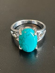 Condition: new Material: S925 silver, turquoise stone S925 stamped inside the ring Main stone: turquoise stone Size: 8 Color: Same as pictures Gender: Woman Oval Turquoise Promise Ring, Turquoise Stone Ring, Ring Blue Stone, Engagement Ring Oval, Ring Turquoise, Blue Stone Ring, Oval Ring, Oval Rings, Ring Blue