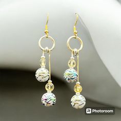 Semi-precious citrine and glass beaded dangle earrings w/gold plated hooks Lampwork Bead Earrings, Czech Glass Jewelry, Artisan Jewelry Earrings, Jewelry Making Earrings, Unusual Earrings, Handcrafted Artisan Jewelry, Yellow Citrine, Beaded Dangle Earrings, Bead Earrings