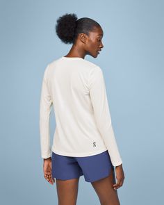 This long-sleeved basic makes running a breeze – especially when there's a breeze. Pair it with anything and everything | On Women's Core Long-T Long-Sleeve Shirt in Undyed, Size: Large. Cold-weather runs, basics, sustainable Road Running. Performance Running Running In Cold Weather, Long T, Basic Long Sleeve, Workout Outfit, Basic Shirts, Road Running, Basic Tee, Body Measurements, Warm Weather