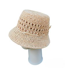 A beautiful unique summer hats women - straw hat women .  For something more fashion-forward (but just as chic), try raffia bucket hat . ♥ The Straw Hat Womens is stylish, feminine and flattering.  ♥ This particular fashion accessory adapts to urban and occasion wear alike. ♥ The design is high fashion and an easy to wear silhouette.  This hat of raffia is a wonderfull, lightweight and stilish accessory. It perfectly protects your head from direct sun light.  Raffia yarn is stretcheble this hat Brimmed Sun Hat For Summer, Handmade Straw Hat For Spring Vacation, Curved Brim Sun Hat For Summer, Natural Straw Bucket Hat, Woven Bucket Hat For Vacation, Lightweight Casual Straw Bucket Hat, Bohemian Straw Bucket Hat For Spring, Lightweight Natural Bucket Hat For Spring, Natural Lightweight Boater Hat For Summer