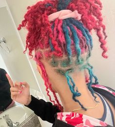 Dyes Locs, Root Dyed Locs, Pink And Blue Locs, Loc Hair Colors, Reverse Dyed Locs, Rainbow Locs, Blue Locs, Color Locs, Loc Colors