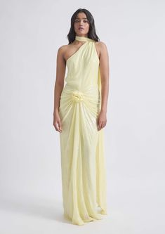 Lidia Lime Yellow Gown by Deme By Gabriella, available on Indiaspopup.com Sequin Yellow Dress, Unique Ball Dresses, Yellow Floral Gown, November Wedding Bridesmaid Dress, Chartreuse Gown, Yellow Dress Wedding, Pastel Yellow Bridesmaid Dresses, Yellow Sequin Dress, 4 Bridesmaids