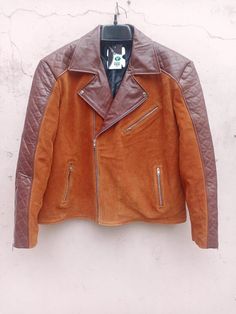 Crafted Leather Men’s Brown Leather and Suede Diamond Biker Vintage Leather Motorcycle Jacket on Storenvy Vintage Leather Motorcycle Jacket, Handmade Leather Shoes, Leather Motorcycle Jacket, Workout Jacket, Exclusive Collection, Vintage Leather, Leather Craft, Leather Handmade, Suede Leather