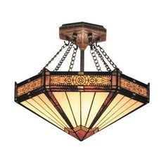 a semi flush ceiling light with an art deco design