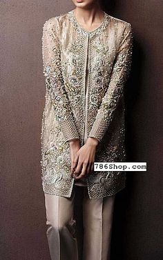 Light Golden Chiffon Suit | Pakistani Party Wear Dresses