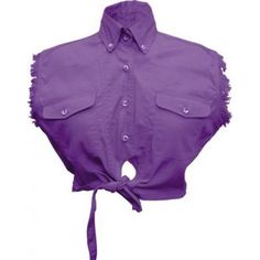 Ladies sleeveless purple tie-up shirt 100% cotton twill 2 front buttoned chest pockets Snap down collar PROD ID AL2944 Motorcycle Shirts, Tie Up Shirt, Purple Denim, Crop Style, Denim Crop Top, Biker Shirts, Motorcycle Riders, Lady Biker