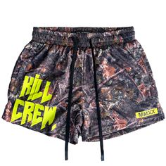 MUAY THAI SHORTS (MID THIGH CUT) - CAMO / GREEN - Kill Crew Shorts Gym Outfit, Kill Crew, Wrestling Shorts, Gym Shorts Men, Muay Thai Shorts, Shoes Outfit Fashion, Country Girl Style, Mens Trendy Outfits, Camo Shorts