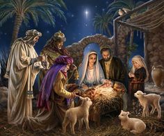 the birth of jesus is depicted in this christmas scene