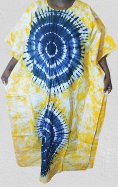 Hand made item Long dress Fit most This dress is free size Made with 100% cotton Yellow Cotton Dress With Batik Print, Blue Cotton Kaftan With Batik Print, Yellow Batik Print Beach Dress, Casual Cotton Kaftan With Batik Print, Cotton Kaftan With Batik Print For Festival, Summer Cotton Batik Print Kaftan, Summer Cotton Kaftan With Batik Print, Diy Tie Dye Techniques, Dye Techniques