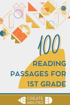 the book cover for 100 reading passagess for 1st grade, with an image of geometric shapes