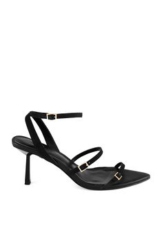 From the AXL Collection, The Spencer is a strappy black heel with a pointed toe. Designed with a comfortable mid heel, gold hardware and three secure straps, The Spencer are your new go-to strappy heel. Size: 5, 6, 7, 8, 9, 10, 11; Colour: BLACK Fashion Management, The Spencer, Silver Belt, Black Strappy Heels, Black Heel, Black Mini Skirt, Bottom Clothes, Mid Heel, Black Mini