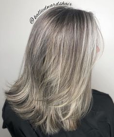 Medium Cut with Feathered Ends Gray Hair Styles, Gray Balayage, Short White Hair, Gorgeous Gray Hair, Gray Hair Growing Out, Gray Hair Cuts, Natural Gray Hair