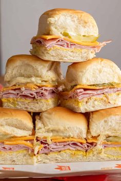 several sandwiches stacked on top of each other