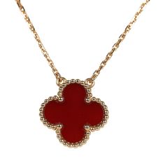 This Van Cleef & Arpels Vintage Alhambra Pendant Necklace is in 18K Yellow Gold Hardware with a Yellow Gold and Carnelian porecelain motif and lobster claw clasp.Origin: FranceCondition: New and Never WornAccompanied by: VCA green jewelry box and authenticity card Measurements: 7.5" Necklace Drop & .5" x .5" Pendant Vintage Alhambra Pendant, Alhambra Pendant, Card Measurements, Authentic Vans, Red Necklace, Green Jewelry, Van Cleef Arpels, Hermes Bags, Van Cleef