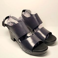 Nwt Women's Womens Korks Kork-Ease Annaleigh Platform Sandal Mules Sling Back Shoes Clogs Wedge Footwear Adjustable Straps Chunky Heels Embellished Studded Open Toe Leather Navy Blue Dark Blue Casual Vacation Resortwear Cruise Boho Bohemian Spring Summer Feminine Classic Minimalist Everyday Wear Size 12 *These Shoes Are Nwt. They Do Not Look As If They Have Been Worn. However, There Is Damage To The End Of The Left Toe Box And Side Of Leather On Left Shoe* Black Wedge Heel Clogs For Summer, Black Wedge Heel Slingback Sandals With Buckle, Black Slingback Sandals With Wooden Heel And Round Toe, Chic Round Toe Sandals For Everyday Use, Black Slingback Sandals With High Wooden Heel, Black Sandals For Everyday Summer Use, Black Slingback Sandals With Wooden Heel, Black Wedge Heel Slingback Sandals With Heel Loop, Black Slingback Wedge Sandals