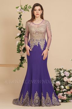 Babyonlinewholesale offers you this online, 116% high quality promised, all dresses colors and sizes are available. Pick your dresses at Babyonlinedress. Long Sleeve Mermaid Prom Dress, Mermaid Gown Prom, Purple Evening Dress, Mermaid Evening Gown, Illusion Tulle, Long Sleeve Evening Dresses, Lace Mermaid, Dress With Lace, Tulle Lace