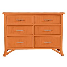 an orange dresser with six drawers