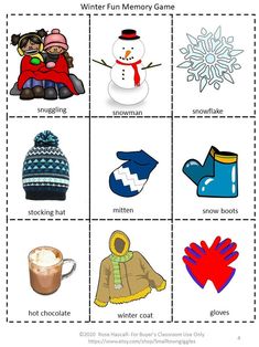 a printable winter memory game for kids