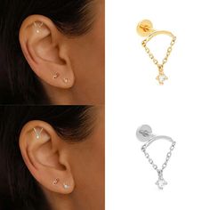 three different types of ear piercings