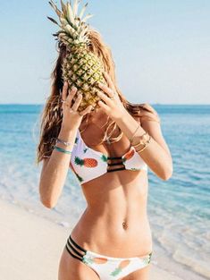 Summer Trendy Pineapple Print Swimsuit Bikini Set Turquoise Pool, Summer Bathing Suits, Sara Sampaio, Trendy Swimwear, Cute Bathing Suits, Odense, Ideas Outfit, Pineapple Print, Main Game