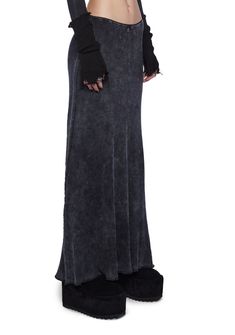 in stretchy washed waffle knit with a picot trim. A low waist fit with a decorative bow on the front and embroidered logo on the back. Knit Maxi Skirt, Decorative Bows, Free Socks, Ski Mask, Gray Skirt, Goth Fashion, Low Waist, Waffle Knit, Dolls Kill