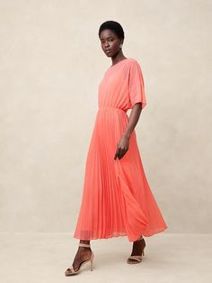 Chiffon Pleated Maxi Dress | Banana Republic Factory Europe Outfits Summer, French Pleat, Europe Outfits, Pleated Maxi Dress, Pleated Maxi, Banana Republic Factory, Banana Republic Dress, Pleated Dress, Pleated Skirt