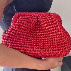 "METALLIC SHINNY RAFFIA BAG,CROCHET KNITTING HANDMADE BAG RED EVENING CLUTCH BAG,METALLIC RED POUCH BAG Unique Handcrafted Beauty: Discover a truly one-of-a-kind accessory with our \"Red Elegance Handmade Metallic Raffia Bag.\" Each bag is meticulously handwoven, and because of the artisanal craftsmanship, measurements may occasionally vary by 1-2 cm. Luxurious Metallic Finish: Elevate your style with a gleaming metallic  finish, perfect for both special occasions and everyday glamour. Spacious and Versatile: With ample interior space, it's designed to carry your essentials, making it suitable for various occasions. *Satin lining is used *Excellent workmanship. *Fast and free shipping Measurements: Small: 23cm x 15cm x 12 cm (9\" x 6\" x 4.7\") Medium: 26cm x 17cm x 13 cm (10,2\" x 6.7\" x Chic Handwoven Clutch As Gift, Party Woven Crochet Pouch Bag, Party Pouch Crochet Bag, Woven Clutch Evening Bag, Crochet Pouch Clutch As Gift, Handwoven Pouch Clutch For Evening, Handwoven Pouch Evening Bag For Party, Handwoven Clutch Evening Bag For Gifts, Handwoven Clutch Evening Bag As A Gift